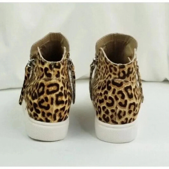 Steve Madden 7.5M Women's Animal Cheetah Print Side Zip Ankle Fashion Sneakers - Picture 8 of 12